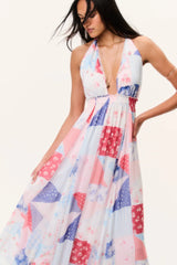 Fancy Patchwork Halter Maxi Dress
