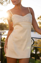 Fran Gold Sequin Contrast Party Mini Dress