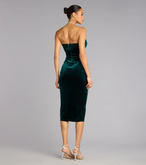 Kaylee Velvet Strapless Midi Formal Dress