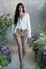 Azalure Suede Eyelet Mini Shorts