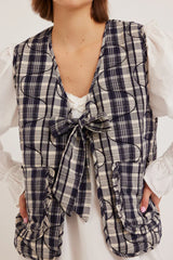 arte tie gilet - navy check