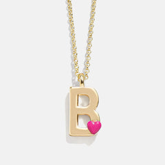 Kids' Heart Initial Necklace - Gold