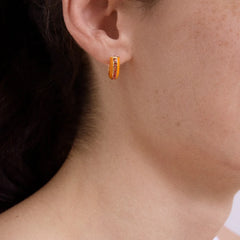 Game Day Enamel Huggie Earrings - Light Orange