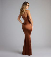 Eloise Satin V-Neck Halter Mermaid Formal Dress