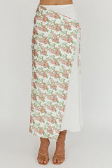 Jerica Wrap Front Maxi Skirt Floral Blush