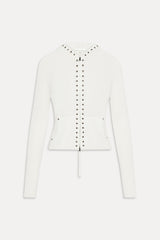 Atlas Zip Up Knit Hoodie - Coconut Cream