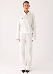 Back Again Oversized Denim Jacket - White