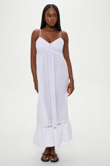 Airy Poplin Midi Dress - White