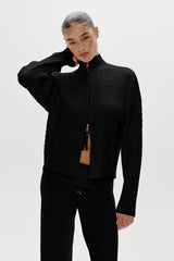 Bea Cloud Knit Zip Up Sweater - Black