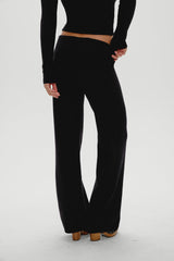 Dawson Knit Fold Over Pants - Black