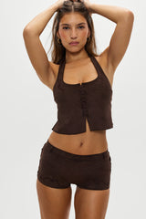 Delilah Halter Suede Tankini - Desert Suede