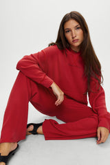 Emma Thermal Low Rise Pants - Strawberry Red