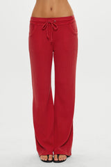 Emma Thermal Low Rise Pants - Strawberry Red
