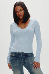 Kit V Neck Knit Sweater - Daydream