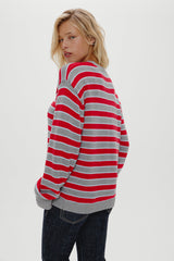 Sloane Oversized Knit Sweater - Cloud Cover Stripe