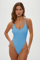 Verona High Cut One Piece Swimsuit - Capri Sky