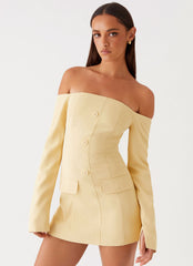 Dominique Blazer Mini Dress - Yellow