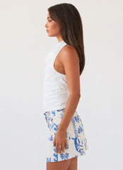 Marissa Linen Mini Skirt - Floral Wave