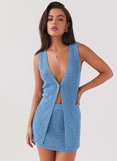 Capri Glow Knit Top - Azure