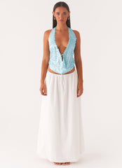 Rio Dreams Cowl Neck Halter Top - Turquoise