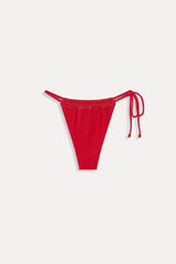 Tia Skimpy Denim Bikini Bottom - Red Denim
