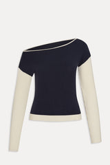 Vail Off The Shoulder Knit Shirt - Deep Sea