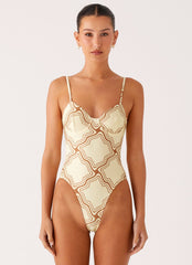 You Got Me One Piece Swimsuit - Tidal Print