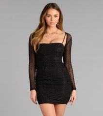 Tabitha Rhinestone Mini Dress with Shawl