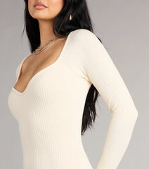 Cozy Allure Long Sleeve Slit Midi Dress