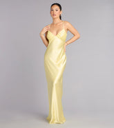 Ruby Satin Low Back Column Formal Dress
