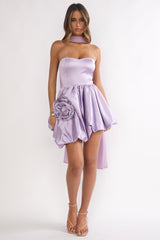 Lilianne Rosette Mini Dress Lilac