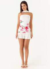 Manon Scarf Mini Dress White