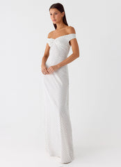 Melany Maxi Dress White Polkadot