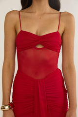 Serenella Lace Maxi Dress Red