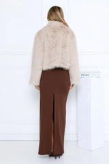 Night Spark Faux Fur Coat Beige