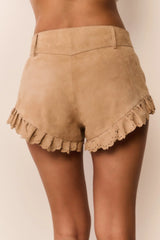 Azalure Suede Eyelet Mini Shorts