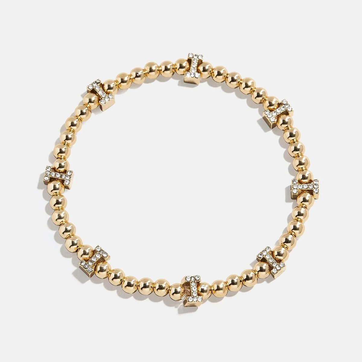 Gold/Pavé Repeating Initial Pisa Bracelet - I
