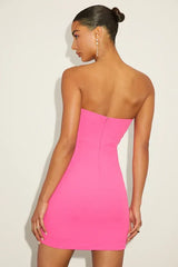 Dramatic Intent Hot Pink Strapless Corset Bodycon Mini Dress