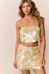 Kailini Flower Sequin Mini Skirt