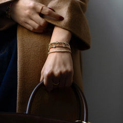 Gold/Pavé Repeating Initial Pisa Bracelet - L