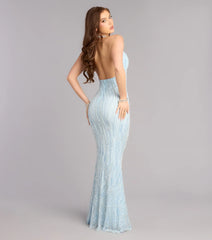Faith Sequin Pearl Bead Formal Dress