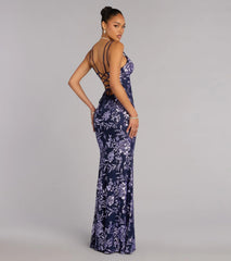 Angela Floral Sequin Formal Dress