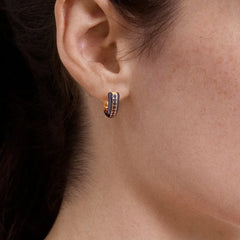Game Day Enamel Huggie Earrings - Navy