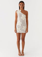 Afterglow One Shoulder Crochet Mini Dress - Ivory