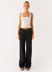 Back Again Straight Leg Denim Jeans - Black