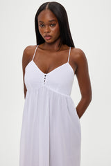 Airy Poplin Midi Dress  - White