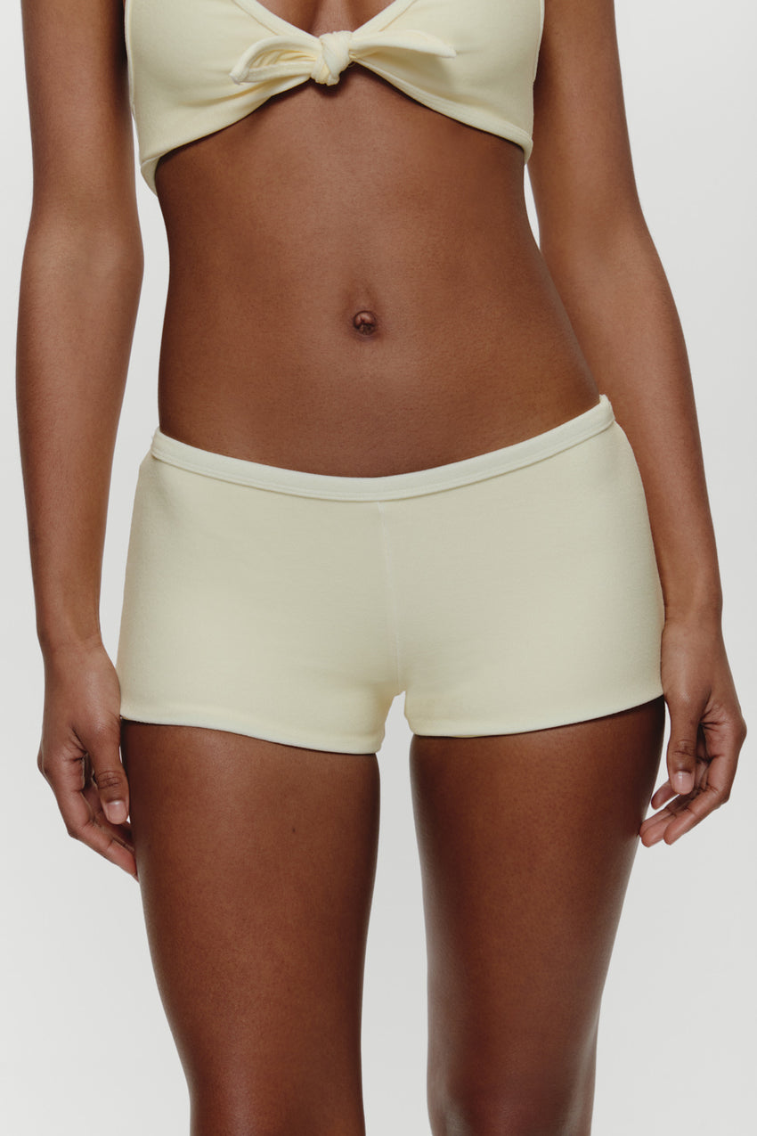 Caster Terry Cheeky Boy Shorts - Lemon