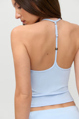 x JENNIE Chantal Cotton Halter Top - Powder Blue