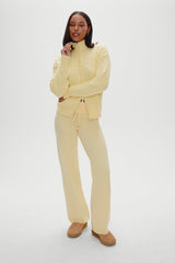 Dawson Knit Fold Over Pants - Vanilla Sugar