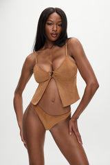 x BELLA HADID Lucy Suede Tankini Bikini Top - Sunkissed Suede